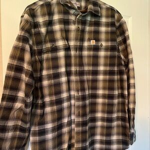 Carhartt Men’s thick Flannel Shirt in Black and Brown